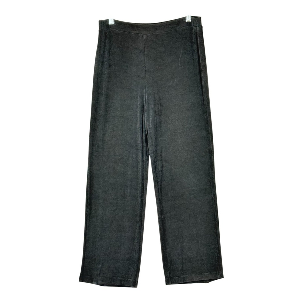 Chico's Travelers Pants Womens Medium Short Gray Wide Leg Pull On Stretch Career
